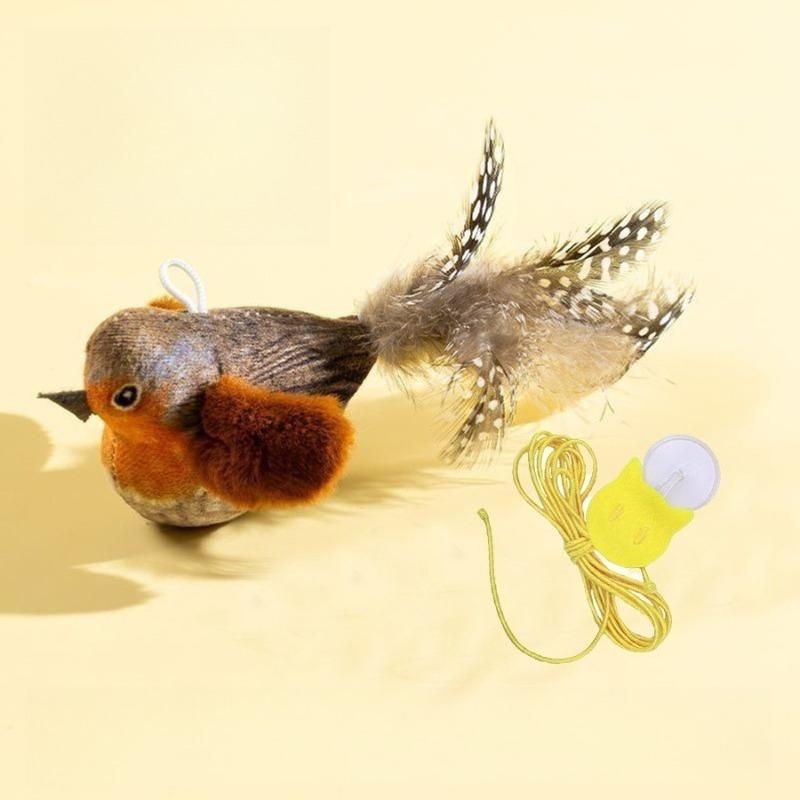 Sounding Catnip Cat Teaser Toy Self-hilarity Wall Hanging Birds Cat Toy Indoor Interactive Birds Toy for Cat Chasing Teasing Toy