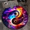 Round Crystal VelvetRug Yin Yang Galaxy Cosmic Fire Water Clock Pattern Floor Mat Home Decor Living Room BedroomCarpetSpace Art