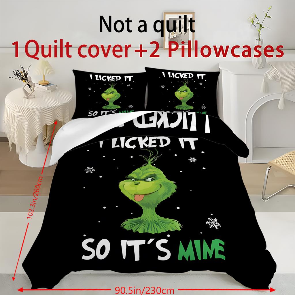 Duvet Cover Printed With Christmas Decoration Super Soft Brushed Microfiber Double Bed Comfortable Set With Zipper Closure And 2 Pillowcases