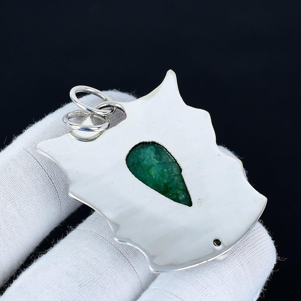 Smaragdhänge, 925 Sterlingsilver Handgjorda Smycken, Smaragd Silverhänge, Festkläder Smycken för Dam, Hänge Vaddpresent