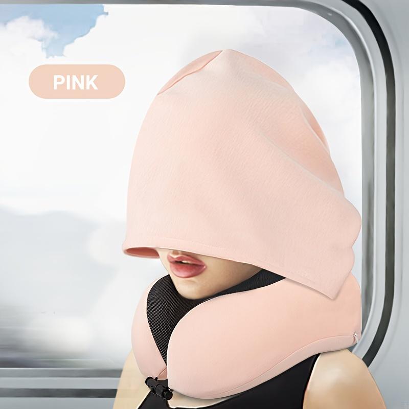 1pc Travel Pillow With Hood 5.5in X 10.6in Comfort Neck Support Memory Foam U-Shaped Pillow Large Blackout Hood For Restful Sleep