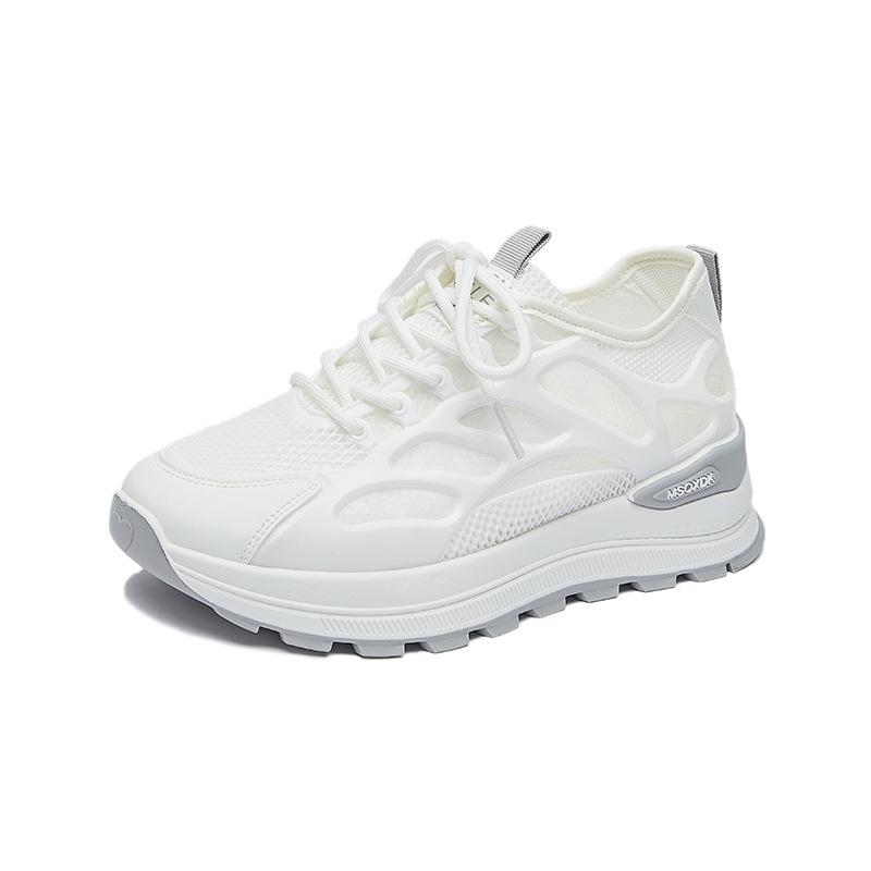 Height-increasing little white shoes 2025 new summer mesh breathable wedge heel mesh shoes thick-soled hollowed-out casual dad shoes women's shoes