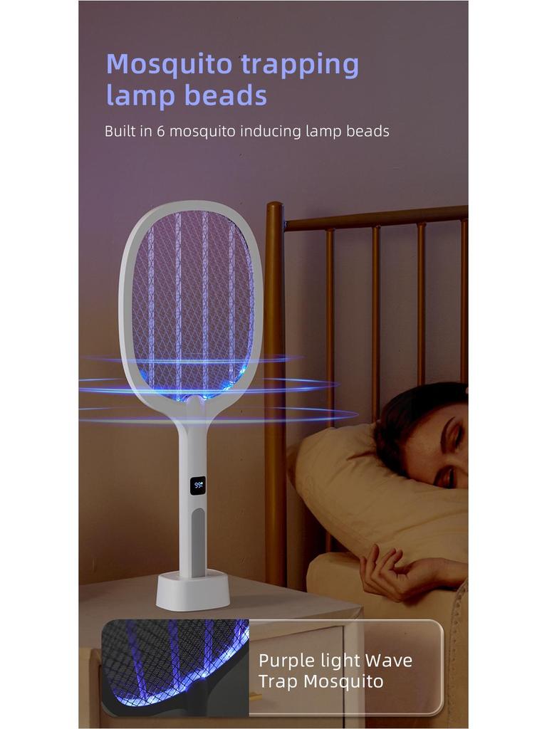 USB Rechargeable Electric Mosquito and Fly Swatter: 3-in-1, Two-in-One Design for Household Use