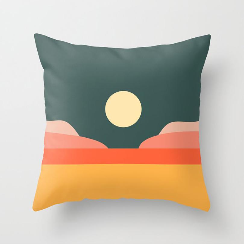 Medieval Geometric Cushion Cover Orange Pillowcase Home Sofa Chair Decor Pillowcase Car Office Decor