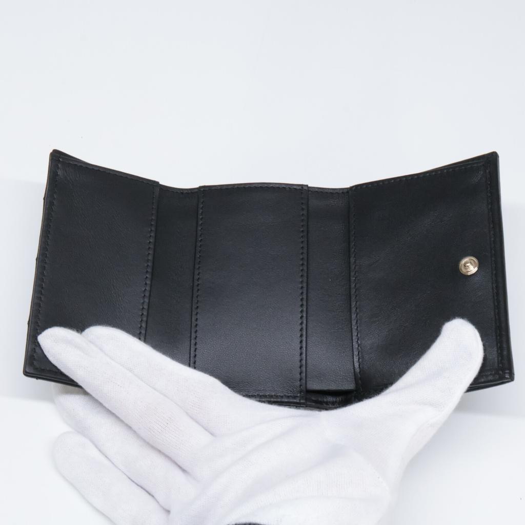 CHANEL AP3808 Matelassé Lambskin Pearl CC Logos Small Flap Wallet Tri-fold wallet (with Coin Pocket) Black/GDHardwareUsed