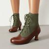 Britische Herbst- und Winter-Spleiß-Damenstiefel Schnürung Kurze Martin-Stiefel Mittlerer Absatz Martin-Stiefel 30-48