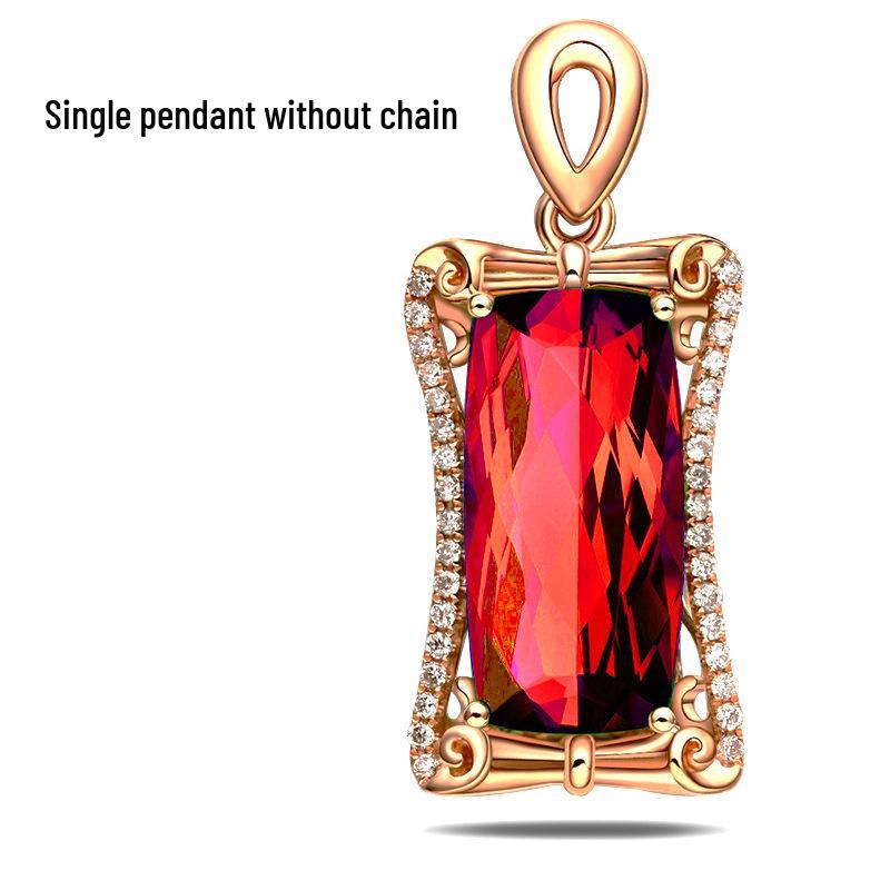 Luxury Tourmaline Pendant Necklace with Pigeon Blood Red and Sapphire Accents