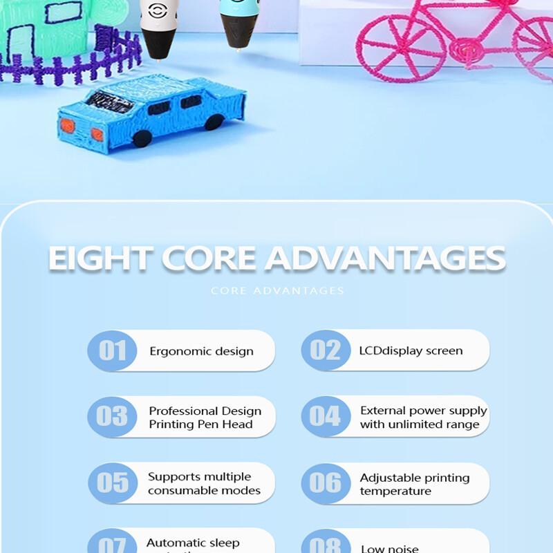 Kids 3D Printing Pen LCD Display Screen 1.75mm ABS/PLA DIY Drawing Pen Gift New