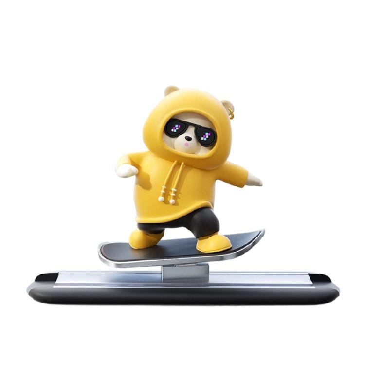 

Lovely Skateboard Bear Car Interior Center Console Screen Ornaments Automatic Sliding Decoration Adhesive