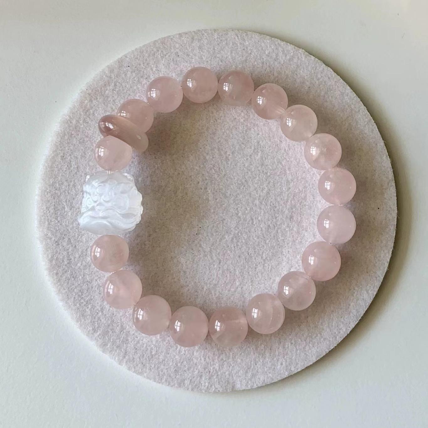 Natural Madagascar Pink Crystal Bracelet for Women, Lion Awakening Crimson Agate Bracelet, Girly Heart Jewelry, Gift for Best Friends Lion Awakening Pink Cryst