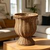 Faux Rattan Vase Handwoven Boho Wicker Basket Modern Farmhouse Decorative Flower Pot for Dining Table Centerpiece Bedroom Indoor Office Decor