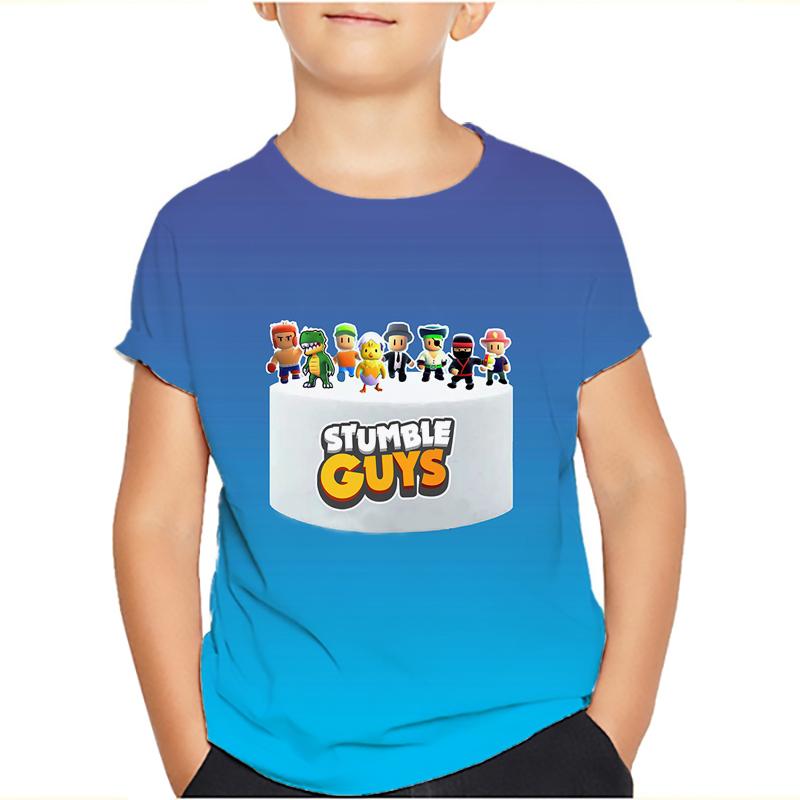 Çocuklar Stumble Erkekler Tişörtleri Stumble Oyunu Karikatür 3D Baskı Kısa Kollu Erkek/Kız O-Yaka Moda Tişört Erkek Çocuk Tişörtleri Üstler Giyim