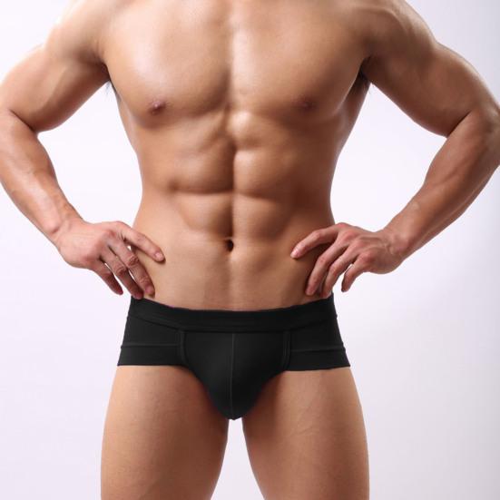 U Convex Lift Hip Men Underpants Stretchy Low Waist Solid Color Boxer Briefs