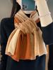 100% Merino Wool Knitted Cross Scarf Thickened Patchwork Color Warm Soft Neckerchief Windproof Korea Fashion Scarves Wraps