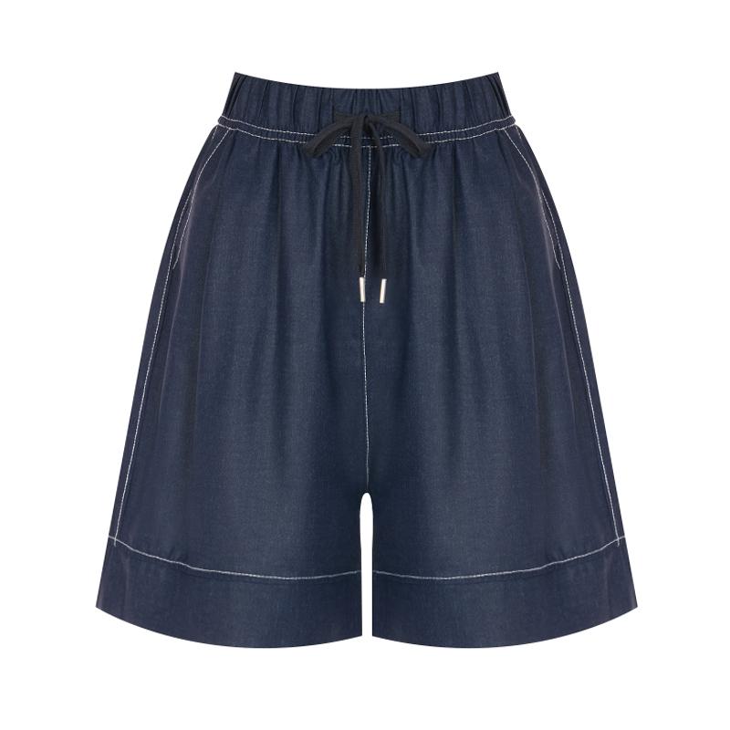 SELLY'S Pocket Stitch Elastic Waist Midi Pants_I6B-Cpt012