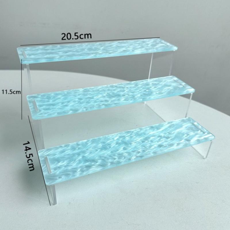 

Water Ripple Acrylic Sheets Color Display Stand Transparent Glitter Table Display Rack Standing Dolls Decoration Storage Layers синій