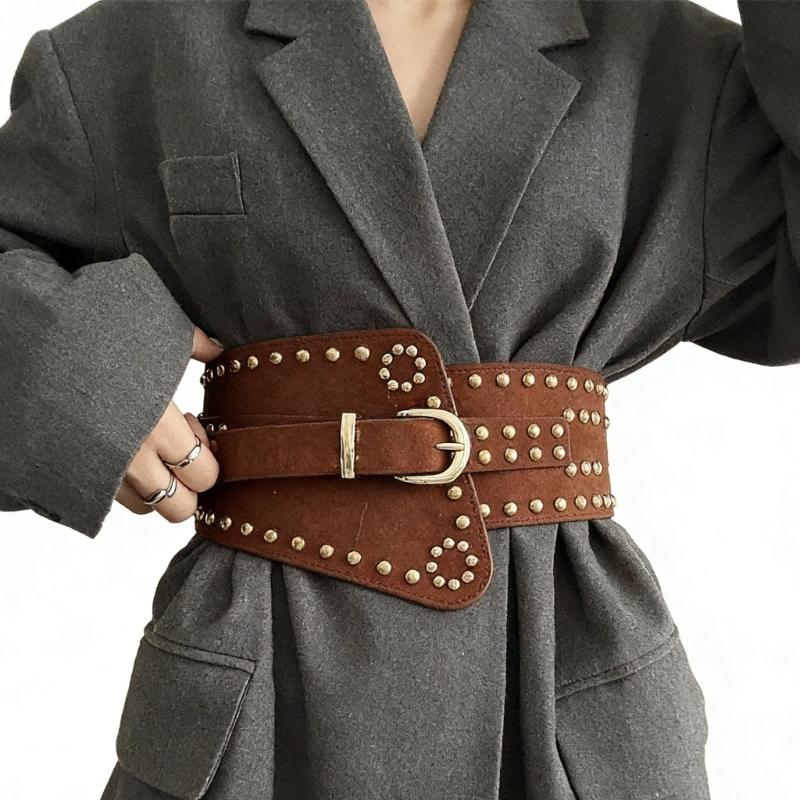 Stylish Rivet Waist Belt Adjustable PU Leather Corset For Women And Men Contemporary Waist Cincher Fashion Accessory