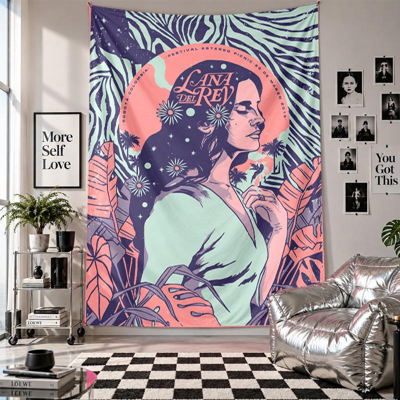 Wandbehang Lana Del Rey Kunst Hängendes Tuch Dekorative Hintergrundabdeckung für Raumdekoration