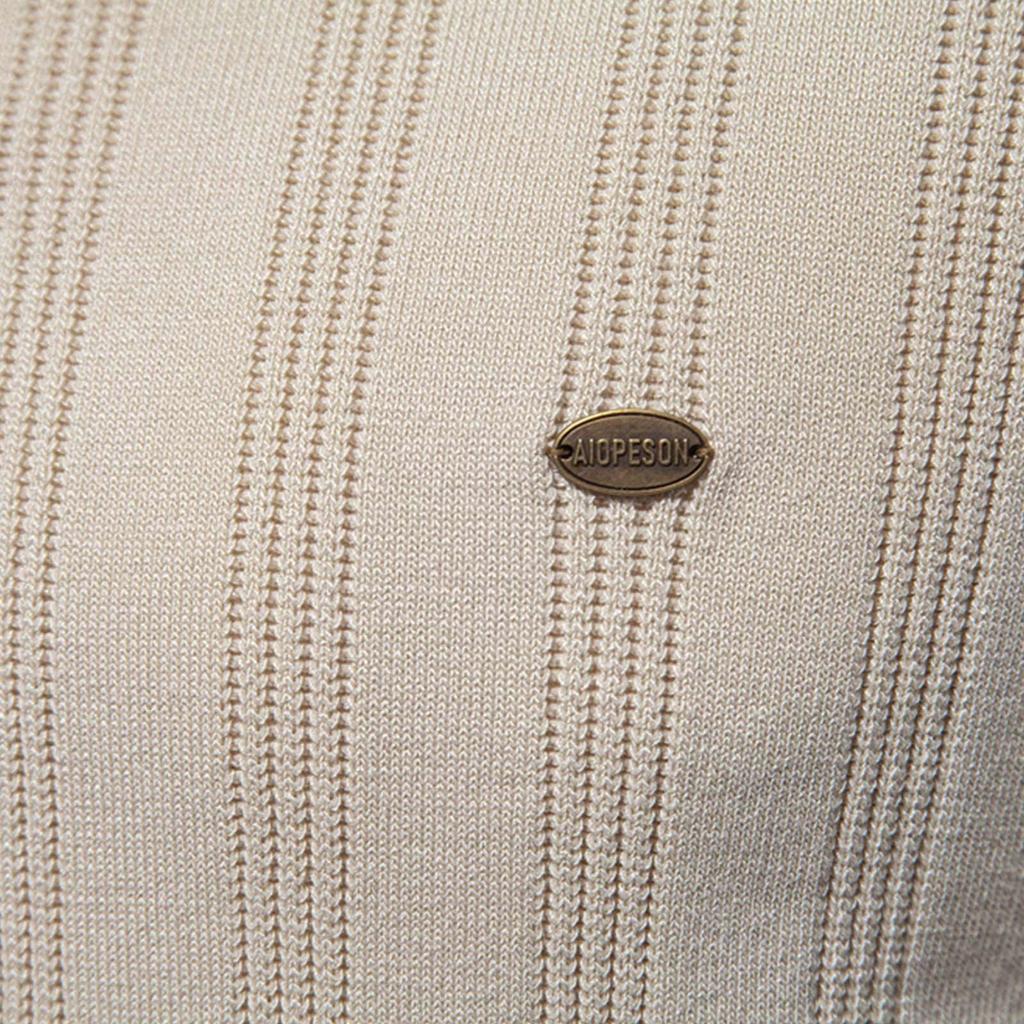 Cămașă tricotată de lână pentru bărbați, cu mânecă scurtă, cu rever, tricou casual pentru bărbați