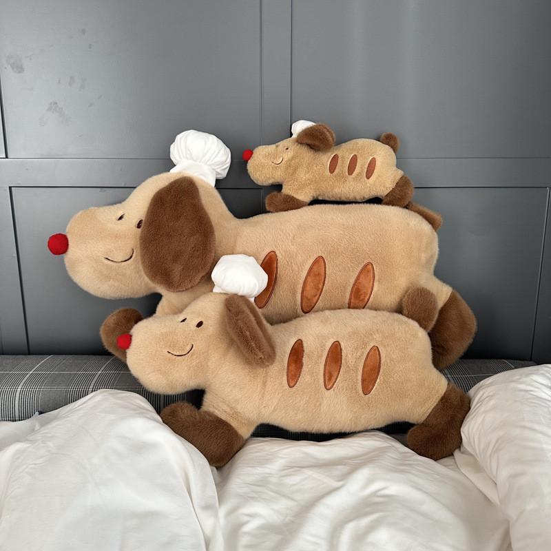 Chef Baguette Dog Healing Cushion Plush Puppy Sleeping Pillow Side Sleeping Pillow Sleeping Long Toy 30cm
