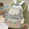 Schoolbag Japanese Two-dimensional Transparent Pain Bag High-value Ins College Style Plaid Middle School Student Multi-compartment Backpack