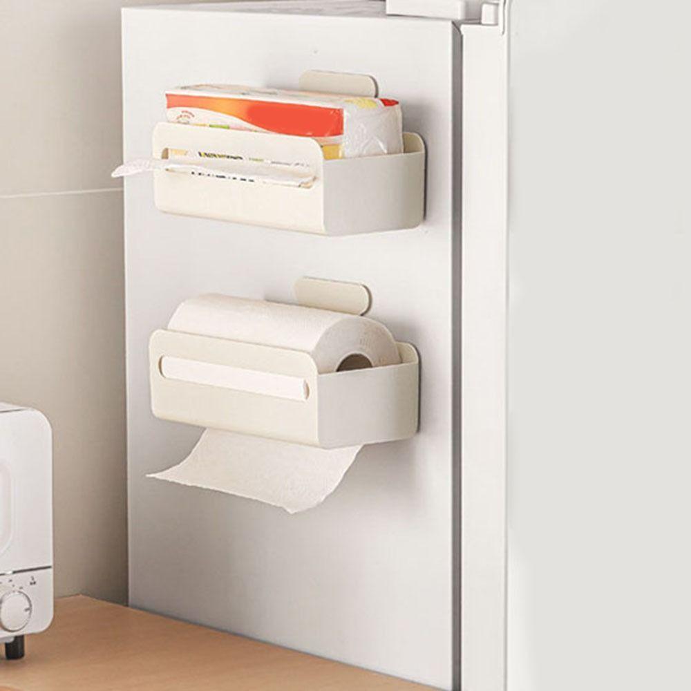 Punch Free Magnetic Storage Box Wall Mounted Tissue Dispenser Refrigerator Organizer  Kitchen