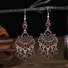 Ethnic Boho Vintage Drop Earrings For Women Geometric Hollow Crystal Blue Red Green Black Dangle Bohemian Wedding Earings Bijoux