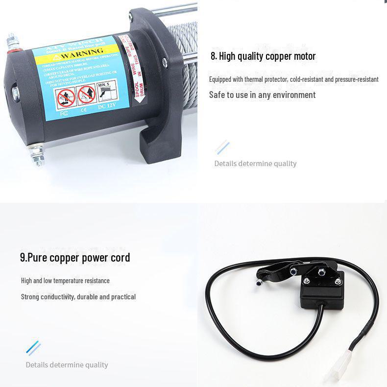 5000 lbs 12V/24V elektrische Offroad-Winde: Wasserdichte Selbstrettung für Autos & Anhänger