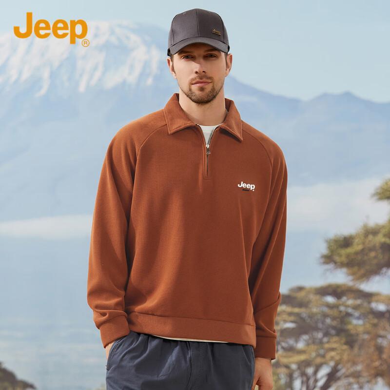 JEEP Men's Business Casual Polo Collar Long-Sleeve Sweatshirt