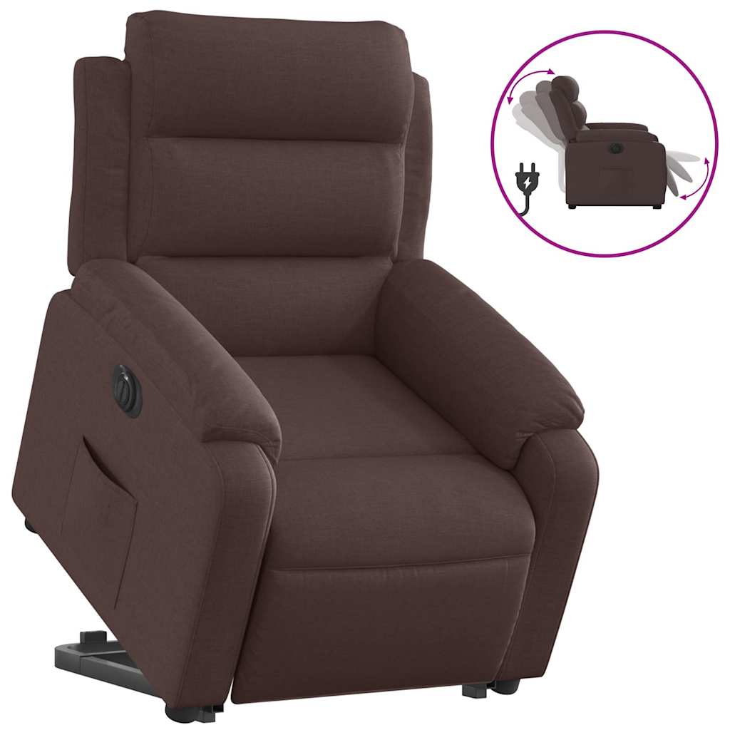Recliner Chair with Lift Assistance Electric Dark Brown Fabric