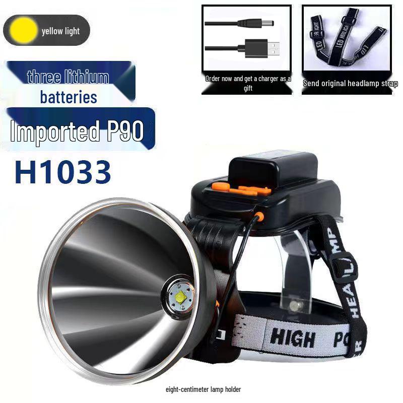 Rechargeable LED Headlamp: Strong Light, Long Range, Waterproof, Ultra-Long Battery Life, Ideal for Miners and Fishing.