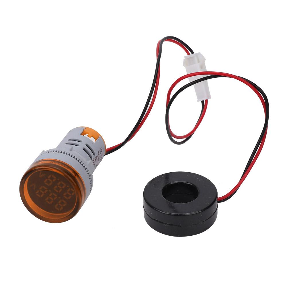 Round Digital Display AC Voltage Current 2 in 1 Integrated Signal Indication Light (Yellow)