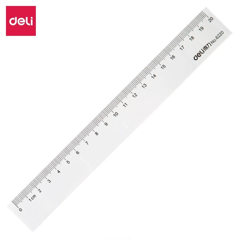 Deli 6220 Transparent Plastic 20cm Straight Ruler