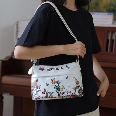 2025 Sommer Trendige Damen Nylon Schultertasche Druck Klein Fassungsvermögen Leichte Umhängetaschen für Damen Lässige Reise Tote Einfache Handtasche