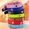 Pet Paw Print PU Leather Collar with Metal Decor for Small and Medium Dogs and Cats