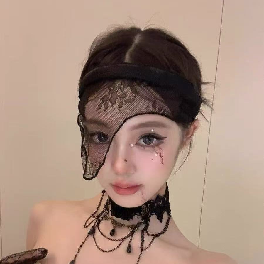 Lace Mask Headgear Sexy Internet celebrity Mask Halloween COS Sex Accessories Eye Mask Headband P09