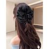 Luxury Black Satin Feather Bubble Claw Clip for Women - Diamond Accent Hair Accessory
