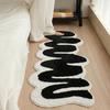 Black and White Wave Bedside Carpet Bedroom Living Room Special-shaped Long Mat Household Bathroom Absorbent Foot Mat Door Floor Mat