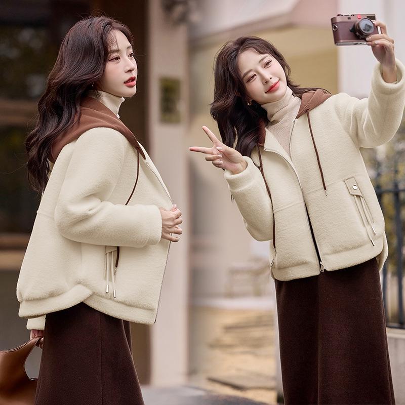 

Женское элегантное модное пальто с капюшоном из искусственного меха XL (120-130 Jin) абрикосовый