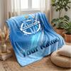 Olympique Marseille FC Custom Name Text Flannel Blanket Soccer Logo Personalized Fleece Throw Blanket Special Gift For Sofa Bedroom Home