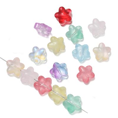10Pcs/lot Glass Flower Bead Colorful Lampwork Five-Petal Flower Spacer Bead for Jewelry Making DIY Bracelet Necklace Accessories