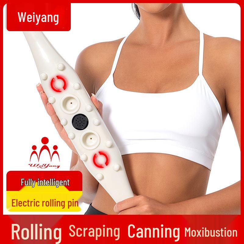 Weiyang Electric Gua Sha & Meridian Massage Device with Vibration, Heating, Cupping, and Rolling Brush for Beauty Therapy.