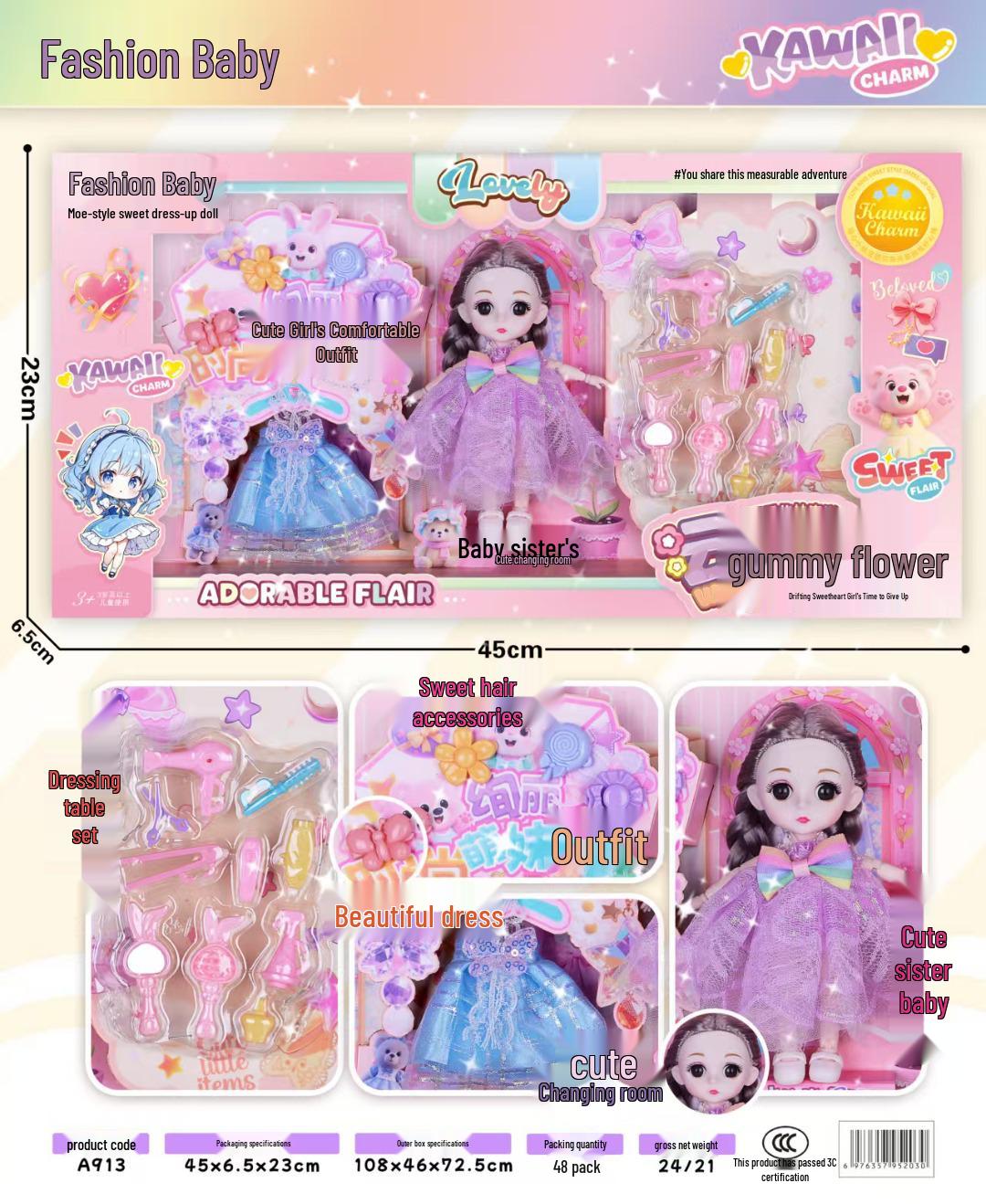 Large Baby Barbie Princess Doll Set: Fashion Gift Box for Girls Toys