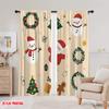 2pcs,2D Plane Printing Curtains Roller Blinds Christmas Tree Snowman Santa Claus (3) Polyester (without Rod) Home Decor for