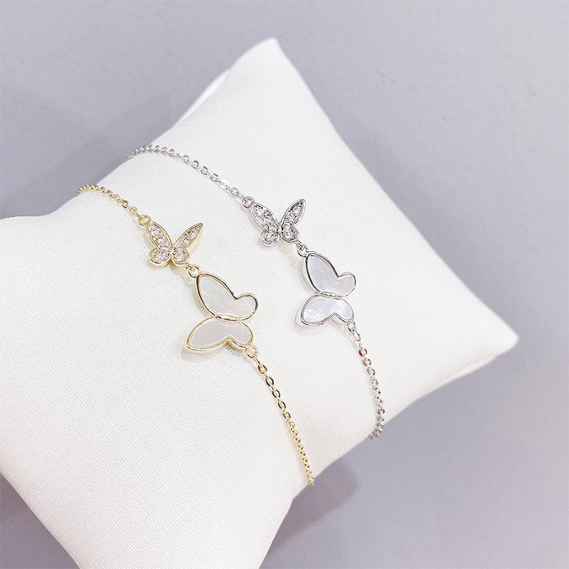 Bracciale Guscio di Conchiglia e Farfalla Dongdaemun Coreano - Gioielli Placcati Oro Vero da Donna, Perfetto per Coppie o Regali per Migliori Amici