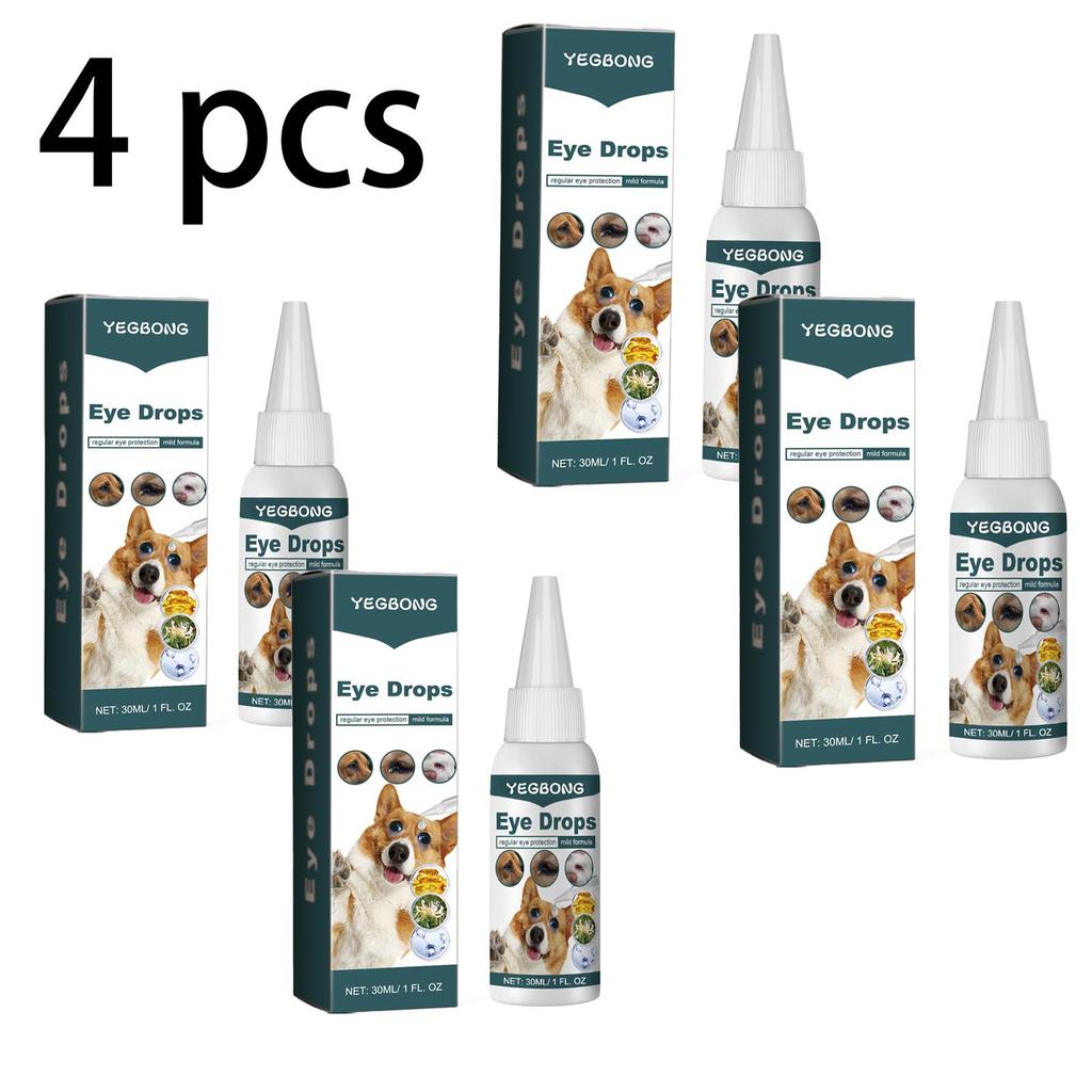 Yegbong pet eye drops, suitable for cats and dogs, removes tear stains, cleans eye discharge and eye gunk, pet eye care eye wash 30ml/box