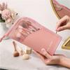 Portable Women Makeup Brush Travel Stand Up Case Multifunctional Mesh Makeup Organizer Zipper Cosmetic Bag