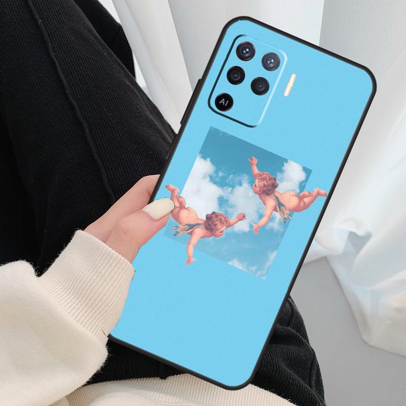 Cute Angels Aesthetic Aesthetics Case For Oppo A54 A74 A94 A18 A57 A17 A77 A38 A58 A78 A98 A80 A60 A40 A96 A76 A16 A15 A5 Pro