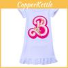 Printed Pattern Barbie Girl Short Sleeve Sleep Dress Home Wear Gift Fashion