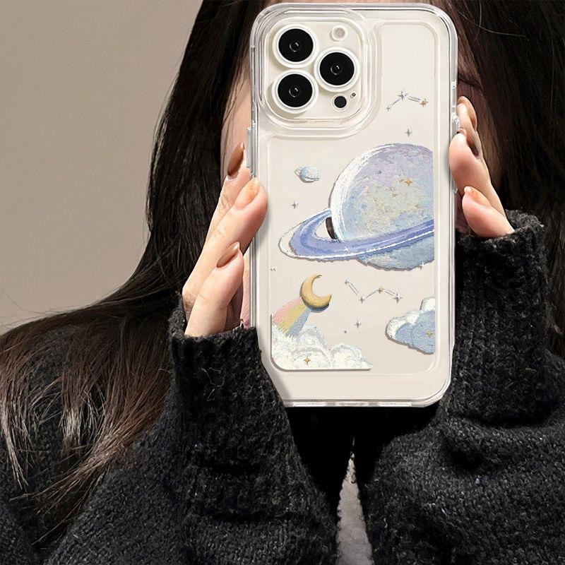 Colored Planet Mobile Case Applicable To Apple 16promax Painted Space Shell IPhone 14/15 Protective Case 13